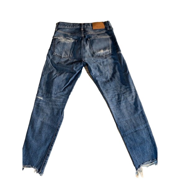 MOUSSY Size 26  Japan Denim ADEL Heavily Distressed Tapered Cotton Buttonfly - Picture 2 of 7